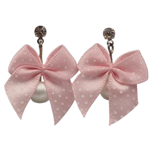 Roze oorbellen met roze strikjes