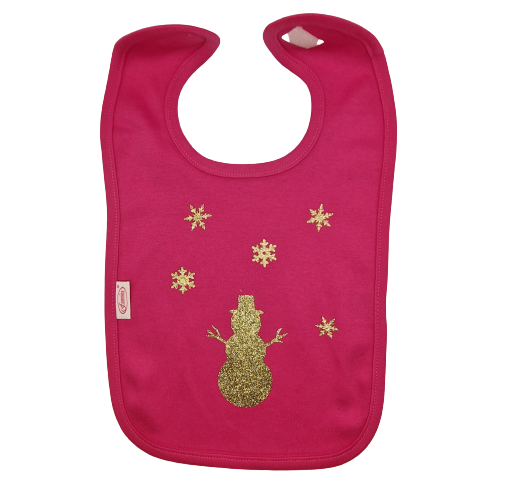 Baby - slabbetje - sneeuwman en sneeuwvlokken