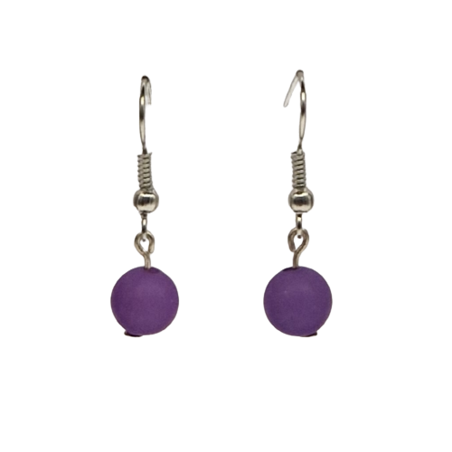 Oorbellen met paarse parel