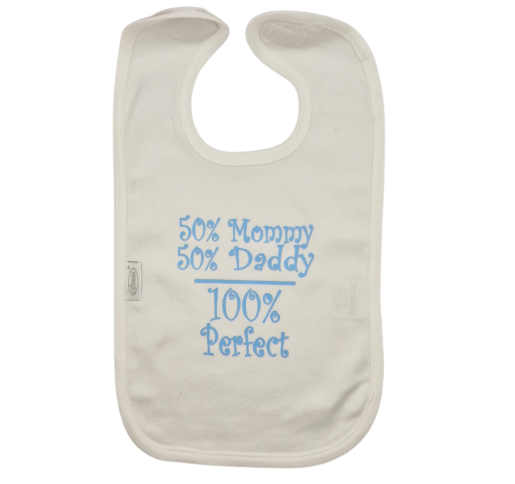 Slabbetje - '50% mommy, 50% daddy, 100% perfect'