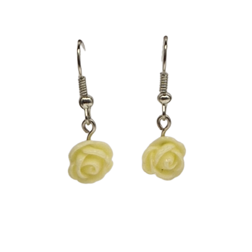 Oorbellen met pastelgeel roosje