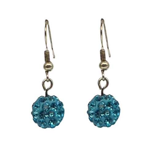 Oorbellen met blauwe parel en blauwe kristallen