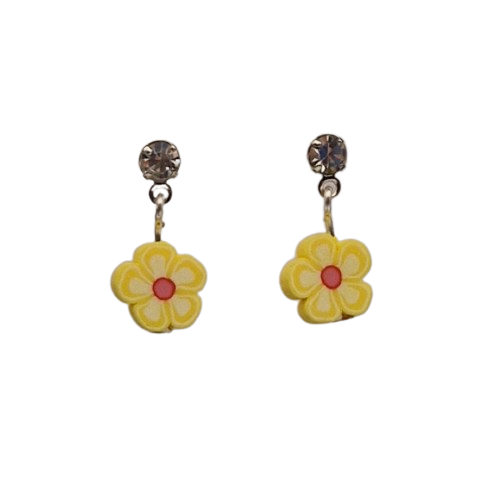 Oorbellen met gele bloemen in fimo