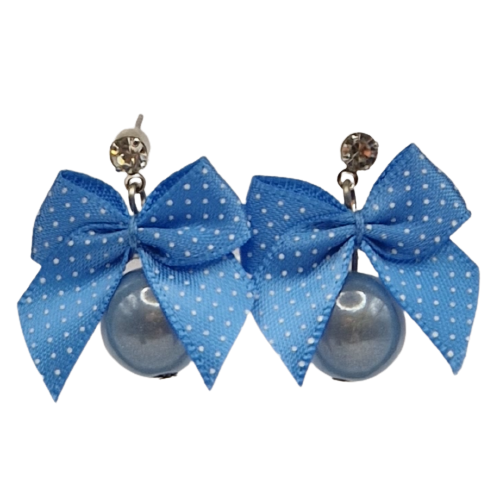 Blauwe oorbellen met blauwe strikjes