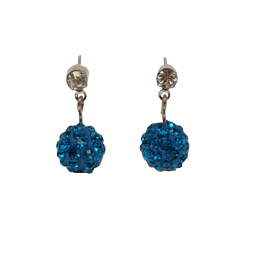 Oorbellen met blauwe parel en blauwe kristallen