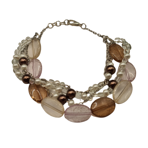 Set (ketting en armband) - ovalen kralen