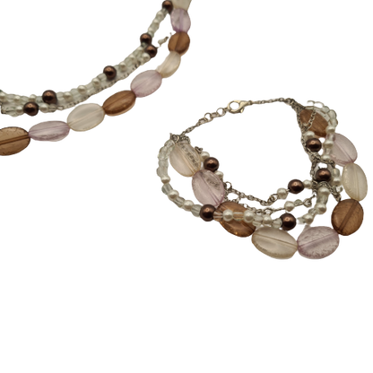 Set (ketting en armband) - ovalen kralen
