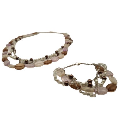 Set (ketting en armband) - ovalen kralen